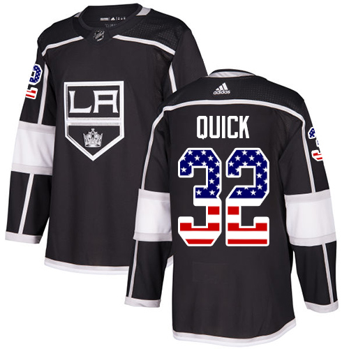 Kinder Los Angeles Kings Eishockey Trikot Jonathan Quick #32 Authentic Schwarz USA Flag Fashion